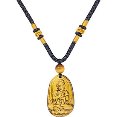 Mặt Dây Chuyền Như Lai Đại Nhật Đá Mắt Hổ ( 3.6 x 2.3 cm) Ngọc Quý Gemstones