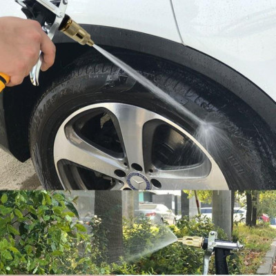 Bộ dây vòi xịt nước rửa xe, tưới cây . tăng áp 3 lần, loại 15m 206236 đầu đồng, cút đồng+ tặng mở chai 