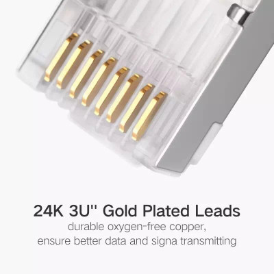 Ugreen UG20333NW111TK 10pcs Đầu bấm mạng RJ45 chuẩn Cat6 + Cat6e bọc inox chống nhiễu - HÀNG CHÍNH HÃNG