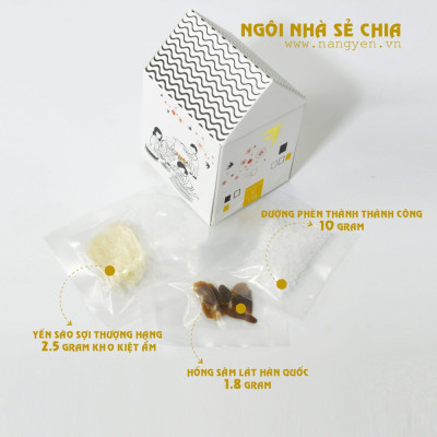 YẾN CHƯNG NHÂN SÂM 2.5 GRAM - HỘP SẺ CHIA | YẾN SÀO NÀNG YẾN |  Được đóng gói tiện lợi | Thành phần nguyên liệu vừa đủ cho 1 suất ăn bổ dưỡng | Giúp tăng cường sức đề kháng | Chống lão hoá | Tăng trí nhớ | Nhanh hồi phục các tổn thương