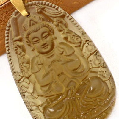 Mặt dây chuyền phật Thiên Thủ Thiên Nhãn đá Obsidian 5cm MBNN8 - phật bản mệnh tuổi Tý - Mặt size lớn