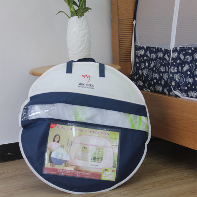 Mùng chụp tự bung Cao Cấp Mộc Miên- Đỉnh Rộng Viền Chân 