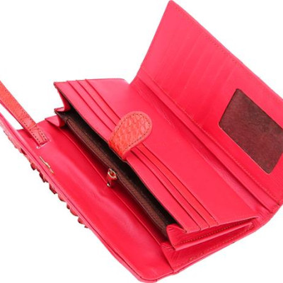 Ví Nữ Da Cá Sấu 3 Gấp Gai Huy Hoàng HT3290 (19 x 10.5 cm) - Đỏ