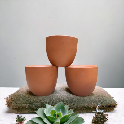 Chậu Gốm Đất Nung Hình Cối Rộng