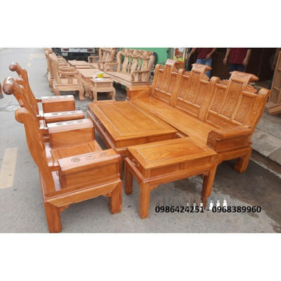 Bộ bàn ghế Âu Á Hộp Cuốn Thư gỗ gõ đỏ