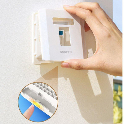 Ugreen UG80182NW144TK RJ45 - RJ11 mặt nạ mạng âm tường màu trắng LAN 1 cổng RJ45 và 1 cổng RJ11 telephone hình vuông 86 mm x 86 mm - HÀNG CHÍNH HÃNG
