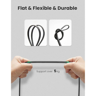 Ugreen UG40166NW189TK 15m 10Gbps 600mhz dây dẹt Nylon Braided Màu Đen Cáp mạng Cat7 - HÀNG CHÍNH HÃNG