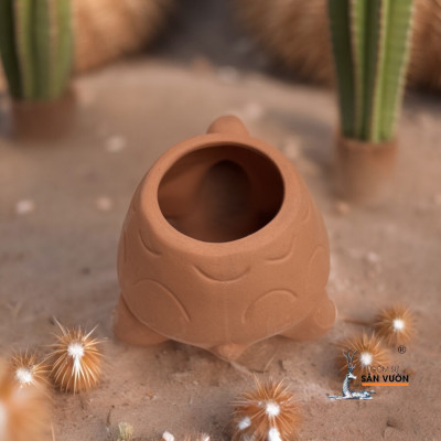 Chậu Gốm Đất Nung Hình Rùa Con - Chậu Trồng Sen Đá Mini Dễ Thương