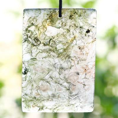  Mặt dây chuyền băng ngọc thủy tảo bản vuông mệnh hỏa, mộc - Ngọc Quý Gemstones