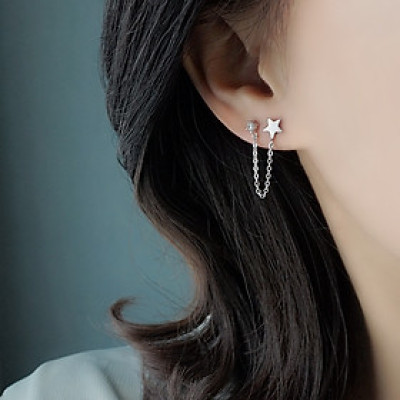 Đôi bông tai dây chuyền ngôi sao đính đá tinh tế điệu đà