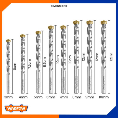 BỘ 8 MŨI KHOAN BÊ TÔNG ĐUÔI GÀI WMJ6B08 WADFOW - HÀNG CHÍNH HÃNG