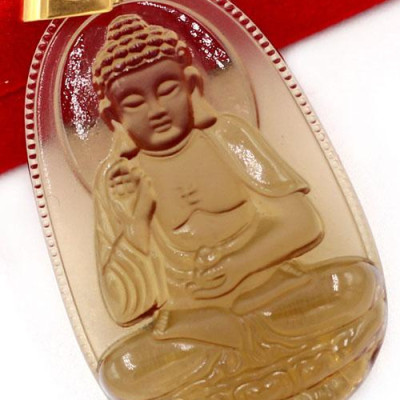 Mặt dây chuyền Phật A Di Đà đá Obsidian size nhỏ 3cm - phật bản mệnh tuổi Tuất, Hợi