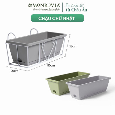 Chậu nhựa trồng cây chữ nhật, trang trí ban công Monrovia, chậu trồng rau, khay trồng rau, trồng hoa