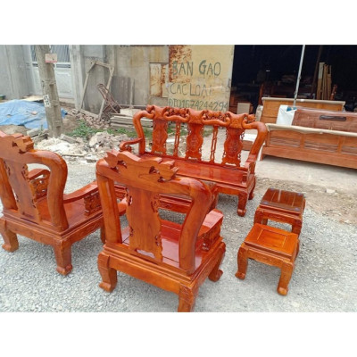 Bộ bàn ghế quốc đào gỗ xoan ta 6 món tay 10