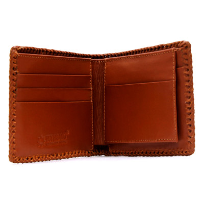 HJ2224 - Bóp nam Huy Hoàng da cá sấu đan viền màu vàng