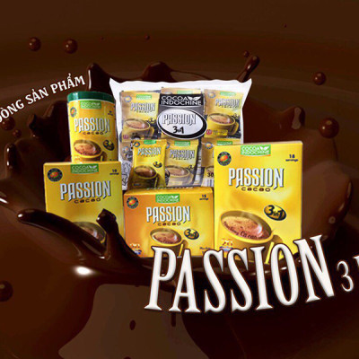 Bột Cacao Hòa Tan Passion 3 In 1 Cocoa Indochine (Hộp 15 Gói x 16g)
