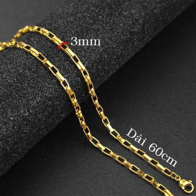 Dây chuyền nam titan cao cấp thời trang inox thép không gỉ kiểu hình vuông trangsucpt 3mm PTDCNA169