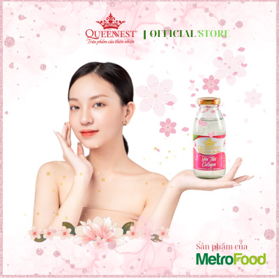 Yến tươi Queennest chai 240ml - hộp 6 chai - 5 vị: Hạt Chia, Hồng Sâm, Collagen, Vanilla, Nha Đam - Hàng Chính Hãng