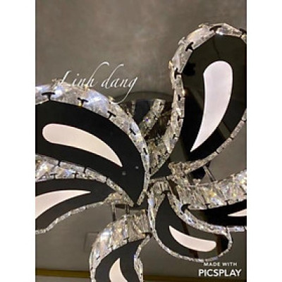 Mâm Ca Sỹ Pha Lê K9 áp trần hình cánh hoa 10 cánh.Đèn phale tô điểm phong thái tối tân ,decor nhà 