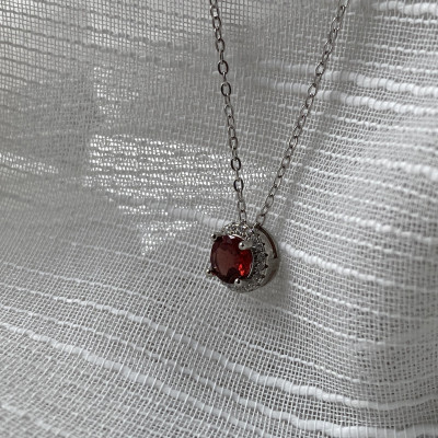 Mặt Dây Chuyền Đính Đá Garnet thiên nhiên (M0254) - MOON Jewelry