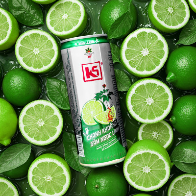 Nước Tăng Lực K5 Sâm Ngọc Linh Lốc 6 Lon Vị Chanh Khoáng (320ml/Lon)