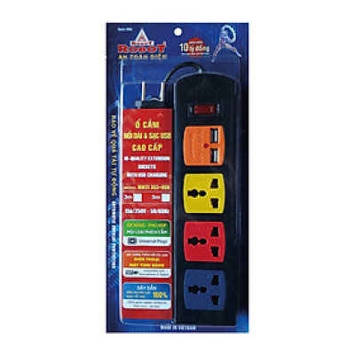 Ổ cắm điện Robot 3 ổ 3 chấu + USB – dài 3m – Hàng chính hãng