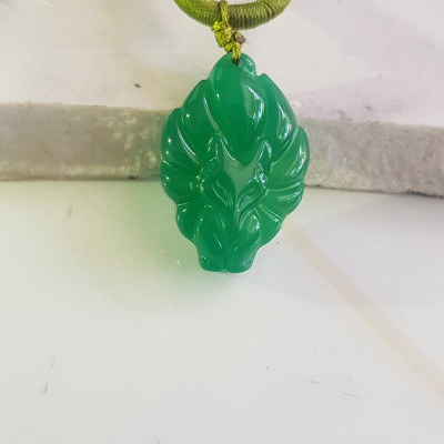 Mặt dây chuyền Hồ ly 9 đuôi hay chín đuôi đá mã não Xanh ngọc tự nhiên tặng kèm dây đeo hợp mệnh Mộc Hỏa Thủy Cao 30mm x ngang20mm x dầy 8mm Công dụng may mắn về mặt tình duyên, quyền lực, giúp nữ chủ nhân luôn xinh đẹp tài trí mang nhiều tài lộc quyến rũ