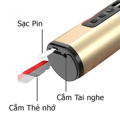 Micro Karaoke Bluetooth kèm loa không dây hút âm siêu nhẹ cao cấp PKCB khay gắn thẻ nhớ TF, Jack line 3.5mm cho điện thoại, máy tính bảng - Hàng Chính Hãng