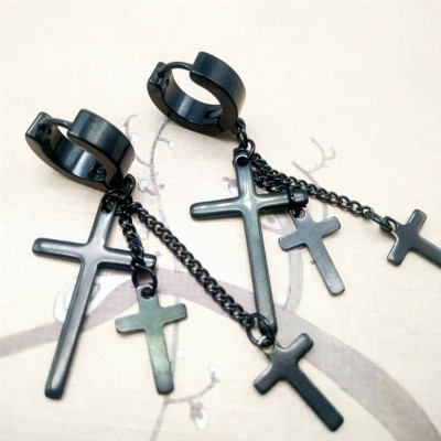 Bông tai ba chữ thập thả so le lớn nhỏ cực ngầu