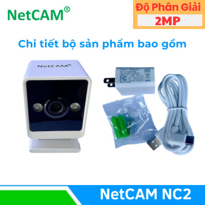 Camera WiFi Trong Nhà NetCAM NC2 2MP, Đế nam châm dễ dàng lắp đặt, Ghi hình màu Ban đêm - Hàng Chính Hãng