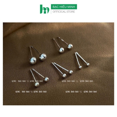 Khuyên Tai Nụ Bạc Unisex Chính Hãng Bạc Hiểu Minh HT386