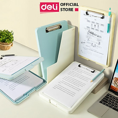 Bìa trình ký nhựa A4 Deli, Bìa kẹp nhựa giấy, tài liệu, kẹp hồ sơ A4 một mặt, màu pastel học sinh văn phòng mở được