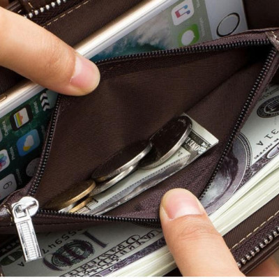 Ví nam ví cầm tay nam nữ 100% da bò thật cao cấp phong cách mới hiện đại