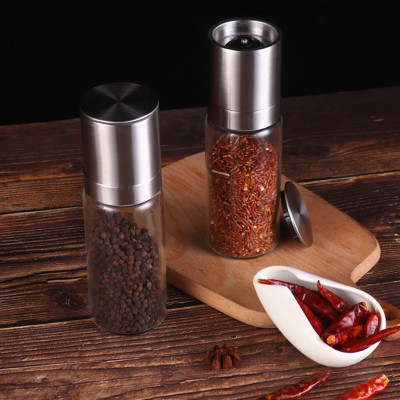 Lọ xay tiêu DandiHome inox 304, thủy tinh Borosilicat cao cấp trong suốt