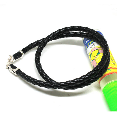 Dây Chuyền Nam Bạc Hiểu Minh DDN26T dây da thật 100% bọc bạc