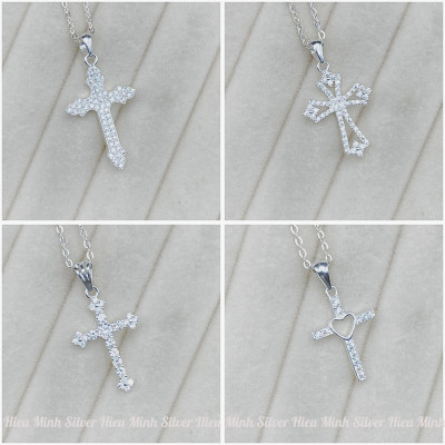  Dây Chuyền Bạc Ta Hình Thánh Giá Đính Đá Chính Hãng Bạc Hiểu Minh DMD536