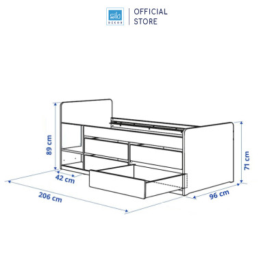 Giường Ngủ Cho Bé Có 4 Ngăn Kéo Đựng Đồ Đa Năng Màu Trắng SIB Decor GN34