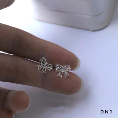 Bông tai bạc hình nơ chất liệu bạc s925 MS35c