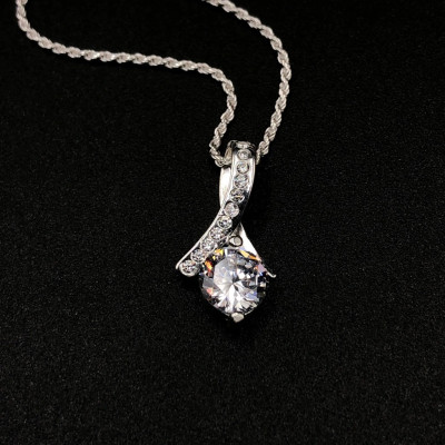 Dây Chuyền Vòng Cổ Nữ Bạc 925 Hình Giọt Sương Long Lanh BẠC HIỂU MINH DMD338S