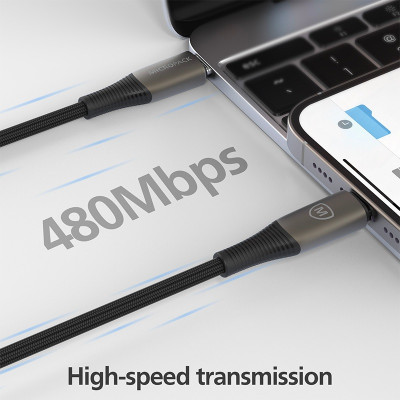 Cáp Sạc MicroPack POWER LINK C2 MC-C100 Soft Braided Sạc Nhanh 100W USB-C to C Bện Dù Đèn Led Hiển Thị Công Suất Sạc Hàng Chính Hãng