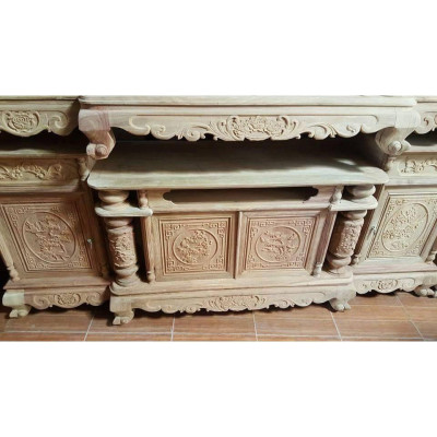 Kệ Tivi Cột Nho gỗ hương vân loại 2m2 và 2m4