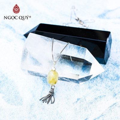 Dây chuyền bạc mặt lu thống thạch anh tóc vàng mệnh thủy, kim - Ngọc Quý