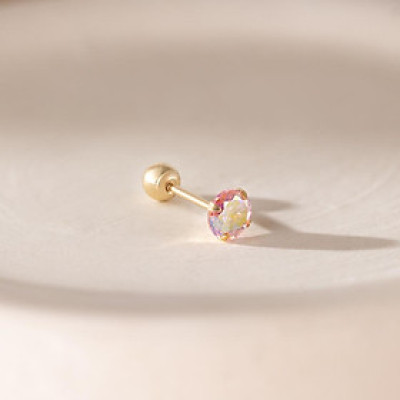 Khuyên Tai Vàng 14KY Pink Aurora CZ (V0185) - MOON Jewelry