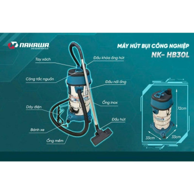 Máy hút bụi NAKAWA 30L Công suất 1600W, lực hút khỏe tiện lợi cho công việc dọn dẹp nhà cửa