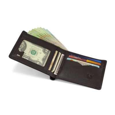 Ví Da Nam, Bóp Da Nam Kim Bảo B35 Da Bò Màu Đen, Nâu, Bò