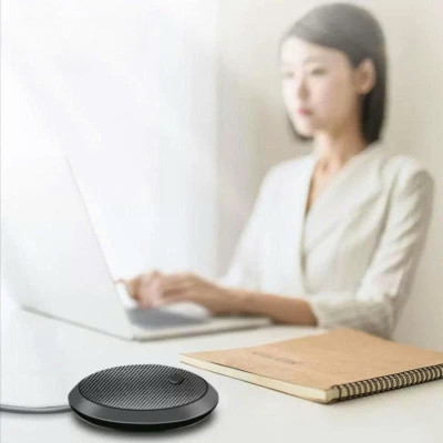 Micro thu âm đa hướng 360 độ để bàn dùng cho họp hội nghị trực tuyến chân cắm USB có LED- hàng nhập khẩu