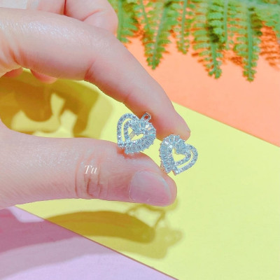 Bông tai bạc khoá bập hình trái tim chất liệu bạc s925 MS085a