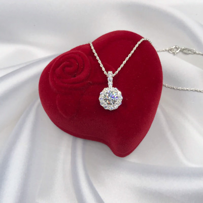 Vòng Cổ Dây Chuyền Nữ Bạc Chuẩn 925 Dây Xoắn Kép Mặt Đá CZ Cao Cấp Sáng Đẹp Hình Vòng Tròn DMD452 Bạc Hiểu Minh