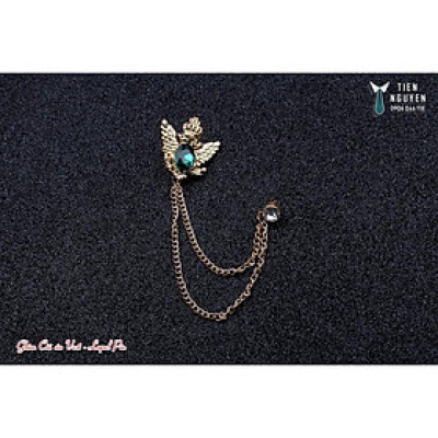 Ghim cài áo - ghim cài vest cưới địa bàng đính đá xanh ngọc