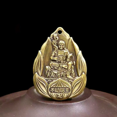 Dây chuyền mặt Phật Bất Động Minh Vương hoa sen bằng đồng - MV02